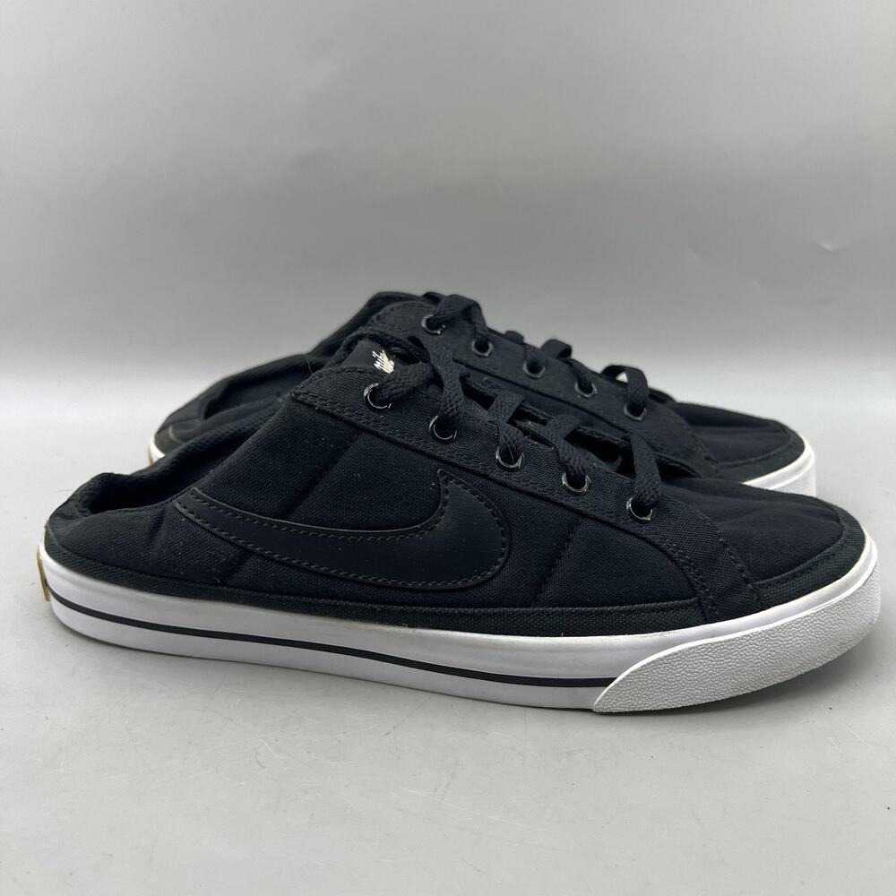Nike Court Legacy Mule Shoes Women Size 9 Black Canvas Comfort Low Sneakers
